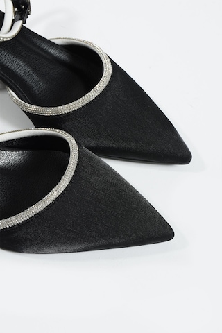 Duxal Shoes Bilekten Bağlamalı Topuklu Ayakkabı- Babet Emily Siyah