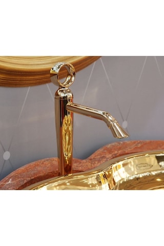 İtalyan Webert Opera Yüksek Lavabo Bataryası - Altın - Sifon Kumandalı