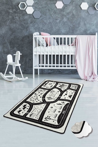 Black Cıty Çocuk Ve Bebek Halısı Yıkanabilir ,kaymaz Taban Leke Tutmaz Djth No Color