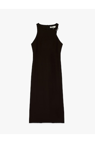Koton Halter Yaka Metal Aksesuarlı A Kesim Kolsuz Uzun Elbise Kahverengi 6sak80112uw Kahve