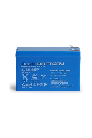 Blue Battery 12 Volt 9 Amper Bakımsız Kuru Akü Ups Aküsü