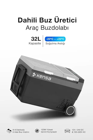 Taşınabilir Dış Mekan Buzdolabı Ve Buz Makinesi 32lt Ev Ve Araç İçi Buzdolabı