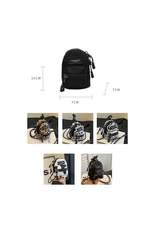 Konesam Siyah Çiçek Desenli Mini Çok Amaçlı Cloth Çanta - Tek Omuz, Çapraz, Boyun Ve Bel Taşıma Seçenekleriyle Küçük Eşyalarınızı Saklayın