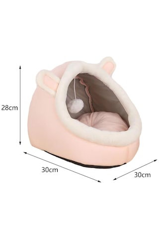 Suntek Kedi Yatak Mağara Evi Çadırlar Yumuşak Yuva Pembe-30cmx30cmx28cm