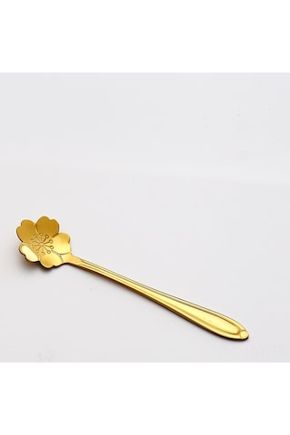 Youmex Altın Renkli Gümüş Çelik Sakura Desenli Çay/kahve Kaşığı - Ev Kullanıma İdeal, Hediyelik Dekoratif Karıştırma Aleti Kiraz Çiçeği - Altın