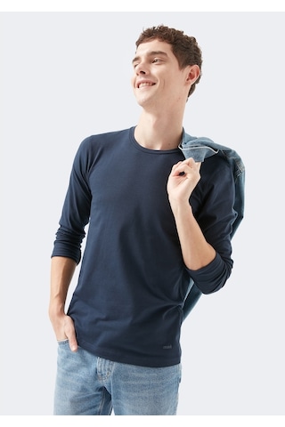Mavi - Uzun Kollu Lacivert Basic Tişört 062477-27308-Lacivert