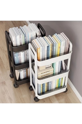 Tongxida Çok Yönlü 3 Katmanlı Beyaz Plastik Depolama El Arabası, Çok Renkli, Uygun Herkes İçin Çok Renkli