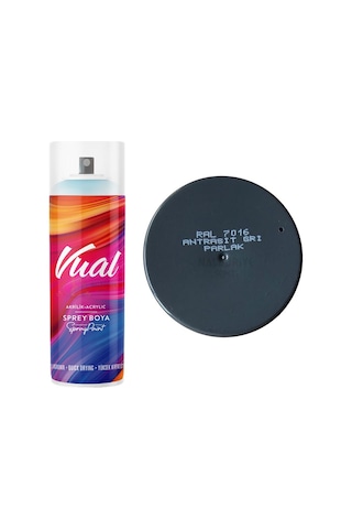 Permolit Vual Akrilik Sprey Boya Antrasit Gri Parlak 400 Ml - Ral7016 Antrasit