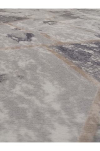 Aslan Home Gri Mermer Desenli Kaymaz Ince Uzun Silinebilir Şık Rulo Kesme Jel Yolluk Krem6