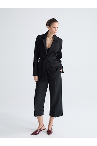 Lcw Vision Siyah Beli Kuşaklı Kadın Blazer Ceket