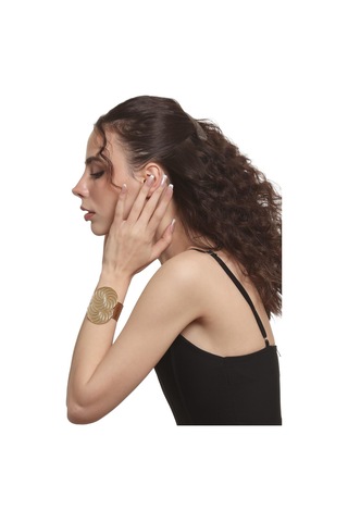 Kadın Lak Altın Renk Kaplama Ayarlanabilir Açık Bant Spiral Figürlü Bileklik Altın