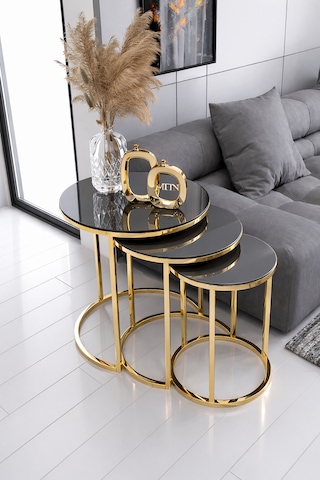 Armoni 3'lü C Zigon Gold Kaplama Antrasit Mdf Mebran Demonte