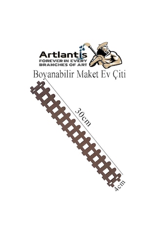 Boyanabilir Ahşap Maket Çit 2 Adet 30x4 Cm Dekoratif Minyatür Bahçe Çiti Proje Tasarım Okul Hobi