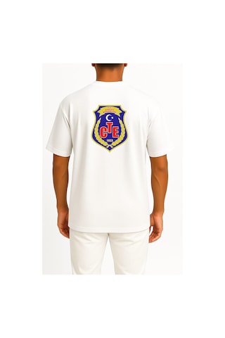 Bahriyeli Collection Oversize Ceza Ve Tevkifevleri Genel Müdürlüğü Cep Ve Sırt Tasarımlı Unisex T-shirt Beyaz