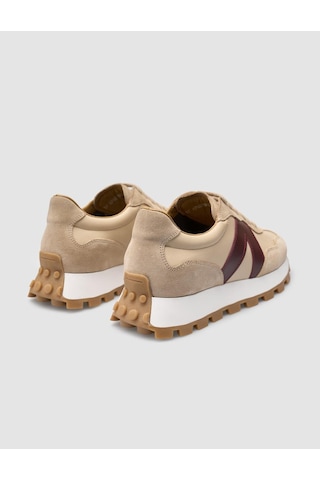 %100 Hakiki Deri Bej Kadın Sneaker Bej
