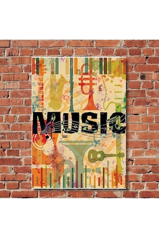 Vintage Müzik Esintisi Dekoratif Mdf Poster