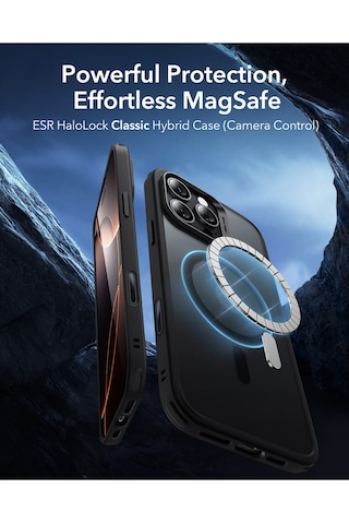 Esr Apple Uyumlu iPhone 16 Pro Max Halolock Magsafe Classic Hybrid Silikon Kılıf - Kamera Kontrol Buton Buzlu Siyah