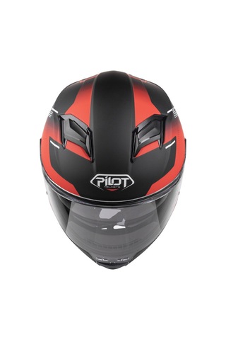 Pilot Alpha Sv Kırmızı Siyah Kapalı Motosiklet Kaskı Siyah