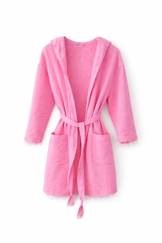 Muslin Efes Kısa Kapşonlu/cepli Bornoz Aquatolıa Pembe
