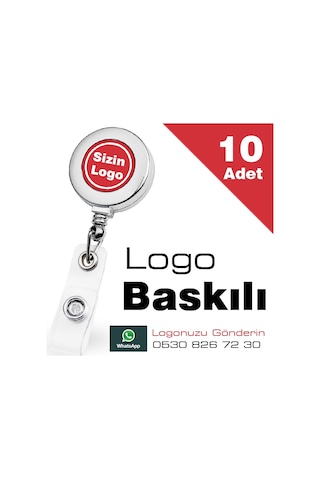 Metal Klipsli Kart Yoyosu. Yaka Kart Tutucu. Yoyo Kartlık 10 Adet 10 Adet-Beyaz