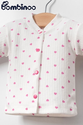 Yeni Doğan Pembe Kalpli 5 Parça Zıbın Set Hastane Cıkışı Pembe