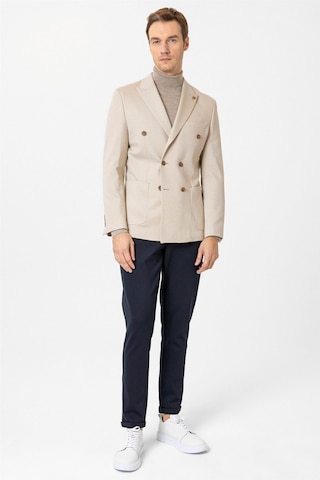 Süvari Bej Slim Fit Düz Sivri Yaka 6 Drop Ceket