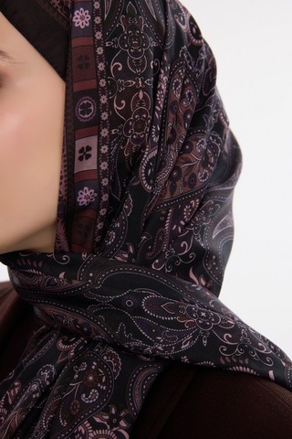 Mirsoy Scarf Asya Etnik Desen Şal Bordo