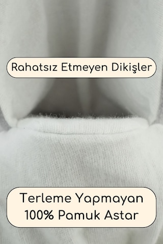 Organik Pamuk Astarlı, Bebek İlk Adım Ayakkabısı, Kaydırmaz Taban, Bebek Pandufu, Bej Patik Kırmızı