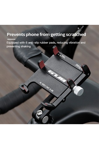 Mufunye Alüminyum Bisiklet Telefon Tutucu, Dönen Tip, 55-100mm Genişlik Ayarı, Direk Üstü Montaj, Gps Uyumlu Siyah
