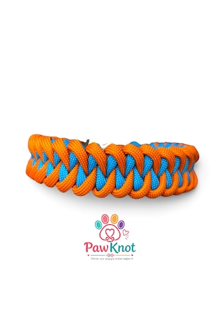 Pawknot Blue Mandarin Paracord Kedi/köpek Tasması El Emeği Handmade Mavi - Turuncu