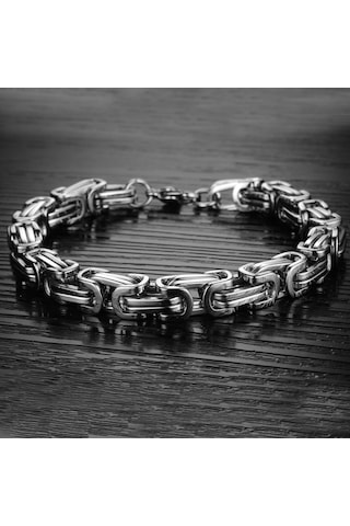 Ehediye Chavin Kral Model 6 Mm. Gri Çelik Erkek Bileklik Az68Slv Beyaz