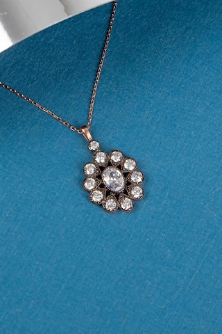 925 Ayar Gümüş Kalem Rodajlı Beyaz Zirkon Taşlı Bayan Kolye