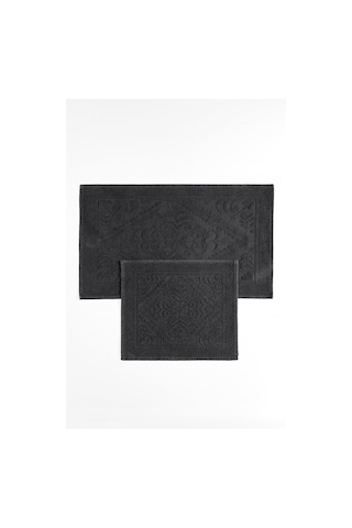 Soley Violeta 2'li Banyo Paspas Seti Kaymaz Taban %100 Pamuk 60x100 - 50x60 Cm Antrasit