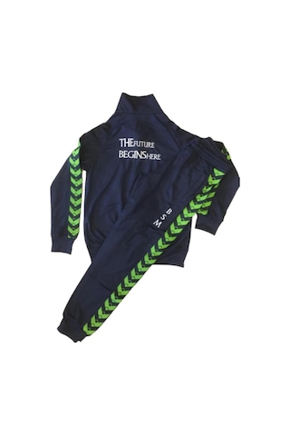 Çocuk Femuarlı Rüzgar Geçirmez Kumaş Eşofman Takım Lacivert