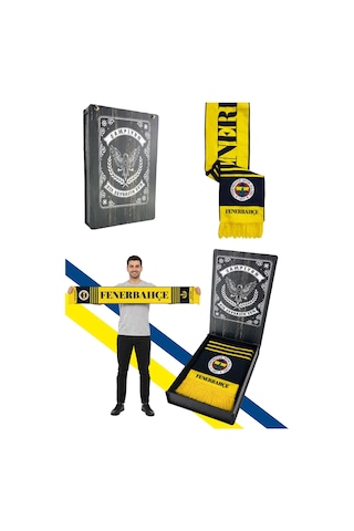 Fenerium Unısex Sarı Lacivert Fenerbahçe Dokuma Atkı Lazer Kutu Hediyeli