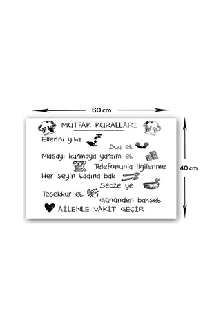 Decorita Beyaz Mutfak Kuralları | Cam Ocak Arkası | 40cm x 60cm