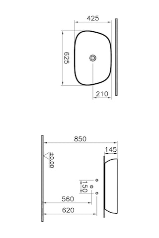 VitrA Outline 5993B483-0016 TV Lavabo Mat Siyah 63 CM