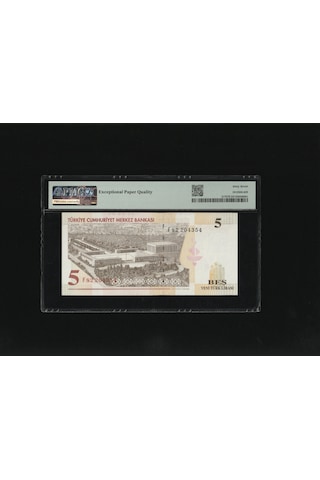 Beş Yeni Türk Lirası 5 Ytl P217 2005 Pmg 67 Epq Superb Gem Unc S/n F82 204354 8.ems 1.t