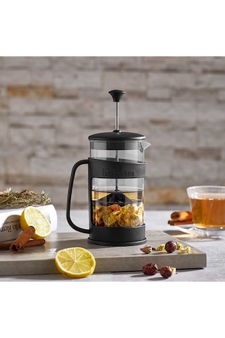 Porsima ET-00118 French Press Süzgeçli Bitki Çayı Demliği Kahve Presi - 400 Ml Siyah