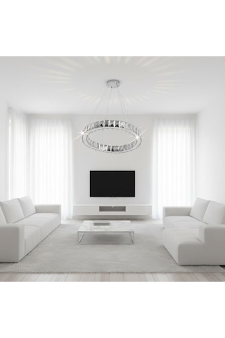 Kristal Uzaktan Kumandalı 30 Cm Avize Krom
