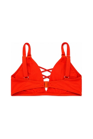 Büyük Beden İp Detaylı Toparlayıcı Ayarlanabilir Askılı Kadın Bikini Üst Turuncu