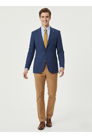 Presto Erkek Slim 6 Drop Örme Torba Cep Ceket Saks Mavi 1639-004a Saks Mavi