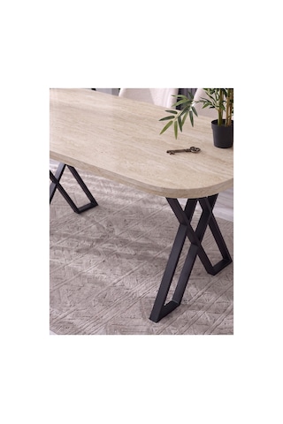Nesa 90x170 Mdf X Ayak Masa Yemek Masası/mutfak Masası Traverten Traverten