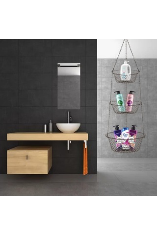 Tr 3 Katmanlı Asılı Sepet, Meyveler, Sebzeler, Aksesuar, Mutfak Ve Banyo İçin Depolama Düzenleyici