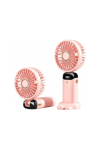 El Vantilatörü, Taşınabilir Mini Vantilatör, Şarj Edilebilir, 5 Hız Kademeli, Katlanabilir Usb Vantilatör, Ofis, Dış Mekan İçin Pembe