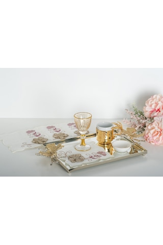 Finezza Linda Nakışlı Krem Pembe Kokteyl Peçetesi 15x15 Cm 4 Ad-1489 Krem