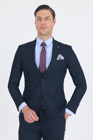 İmza Lacivert Düz Bez Ayağı Mono Yaka 2 Düğme 6 Drop Slim Fit Basic Takım Elbise 1001250186 206 Lacivert