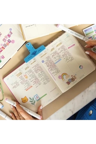 2026 Dikey Haftalık Ajanda, 12 Aylık, Sert Kapak, Kahverengi Açık Gri