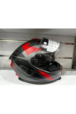 Sway Sw-865 St  Motosiklet Kaskı Gri Kırmızı