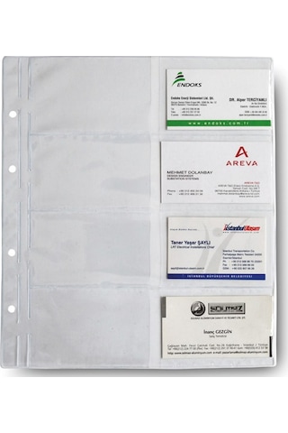 Mekanizmalı Kartvizit Albümü Yedeği Şeffaf Dar 4 Gözlü 12x25.5 Cm Şeffaf